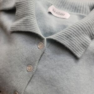 Sz XL NADAAM Cashmere Knit Sweater Relaxed Polo Short Sleeve Pastel Mist